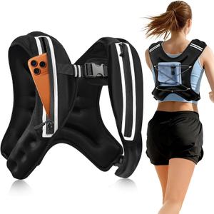 Weighted Vest Woman Man, 12lbs Weight Vest with Plus Storage Pockets&Adjustable Straps,Durable Rucking Vests with Reflective Stripe for Walking,Running,Workout,Training, Weight Loss