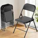 4 Pack Black Folding Chairs with Padded Cushion & Backrest, Comfortable Cushioned Seat with Durable Metal Frame, Portable Stackable Foldable Chair for Home, Office, Party, Indoor & Outdoor Events, 17 inches x 17 inches x 31 inches
