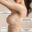 Strapless Bandeau Bras for Women Push Up Sticky Bra with Non-Slip Tube Top Seamless Invisible Bralette (Black)