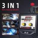 250A Gasless Flux Core MIG Welder 110V MIG Welder Flux MIG/Lift TIG/Stick 3 in 1 Welding Machine IGBT DC Inverter with Digital Display & Synergic Control