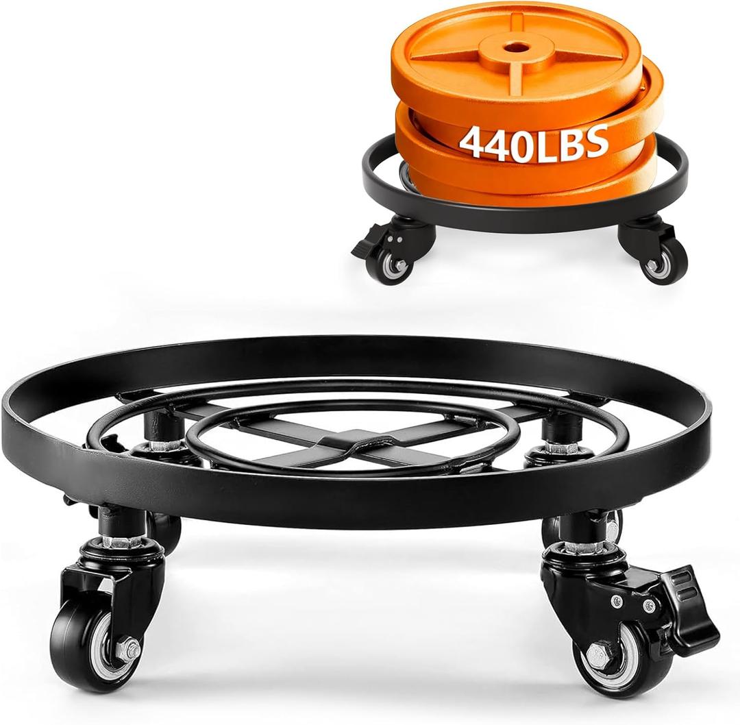 AMAGABELI GARDEN & HOME Plant Caddy with Wheels Heavy Duty 14 2 Pack Rolling Plant Stand Plant Dolly Iron Wheeled Lockable Casters Round Pot Mover Rollers Indoor Outdoor Planter Trolley Metal