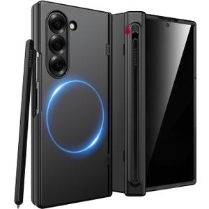 Miimall for Samsung Galaxy Z Fold 7 Case with S Pen & S Pen Holder & Built-in Privacy Screen | Mag-Safe Magnetic Shockproof Cover, Full Hinge Protection Case for Z Fold7, Matte Black