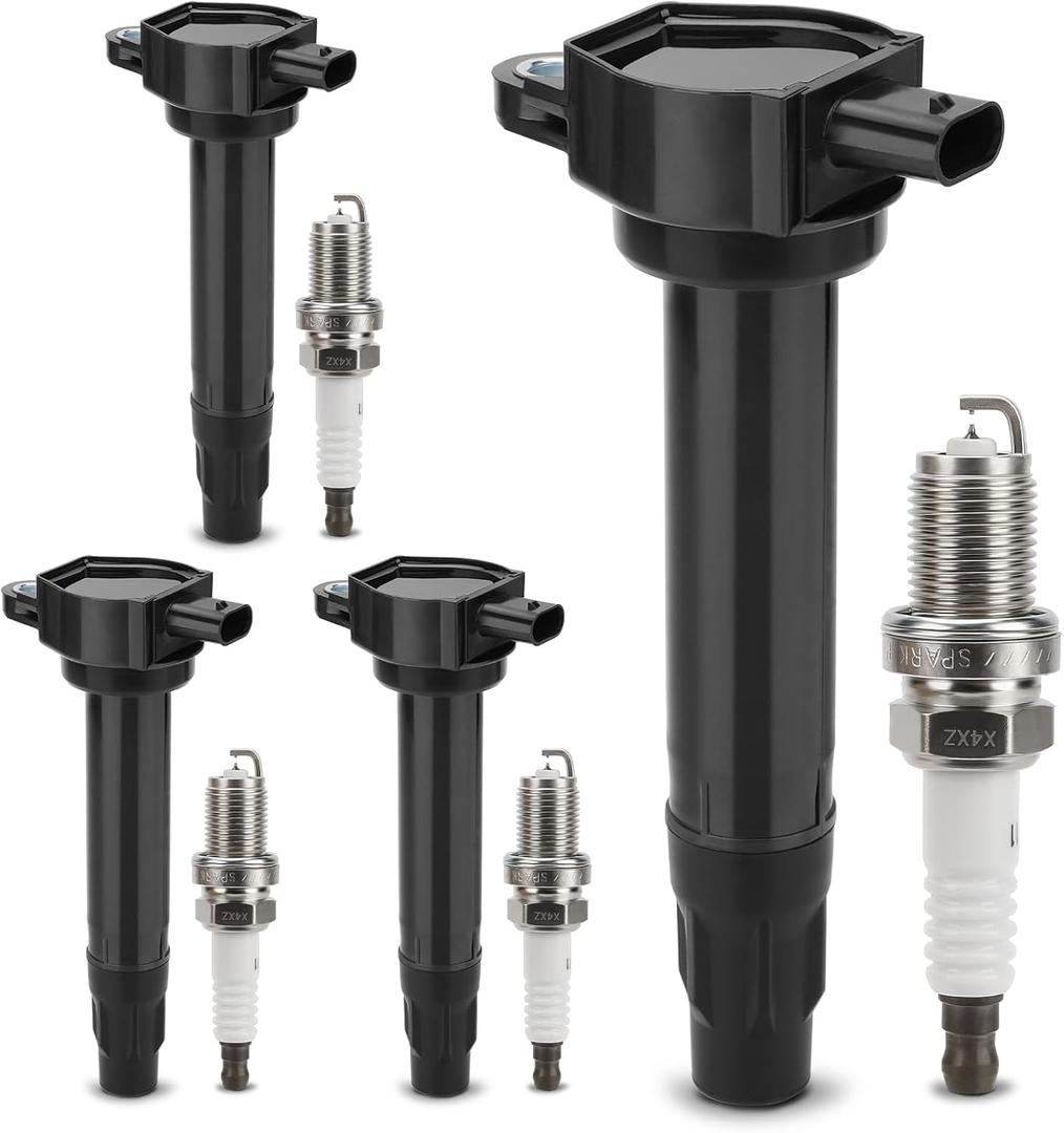 UF557 Ignition Coil & 4503 Double Iridium Spark Plug for 07-17 Jeep Compass Patriot/11-14 Chrysler 200,07-10 Sebring/Dodge 08-14 Avenger,07-12 Caliber,09-19 Journey Replaces# 4606824AB, C1587, 5C1644