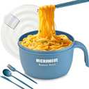 Large Ramen Bowl, Ramen Noodle Bowls Microwavable,Ramen Bowl Microwavable 45 oz, Ramen Cooker, Microwave Pasta Cooker, Ramen Bowl Microwave Gift for College Boys Girls Male Female Dorm Room (blue)