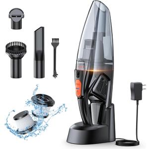 Handheld Vacuum Cordless Rechargeable 9KPA - [2H Fast Charging Dock] Portable Car Vacuum Cleaner High Power Suction with LED Light, 2 HEPA Filters, Dust Busters Wet Dry for Home/Car/Office/Pet