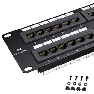 Cable Matters [UL Listed] 48 Port Patch Panel Rackmount or Wall Mount 19-Inch, 2U Cat6 Network Patch Panel for 10 Gigabit Ethernet, 110 or Krone Impact Tools Compatible