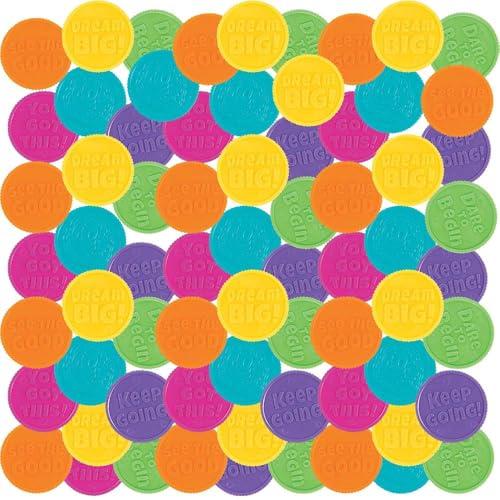 Fun Express Growth Mindset Coins - Educational and Learning Activities for Halloween Christmas Party - Valentine's Day Party Favors - 144 Pieces