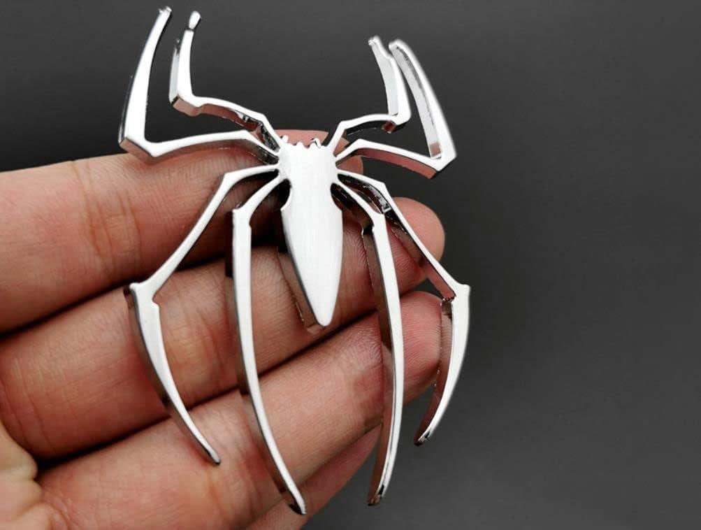 2PCS 3D Spider Emblem Car Sticker Metal Chrome Silver Spider Badges Sticker for Universal Car Vehicle, Truck, Motorcycle, RV, Scooter, SUV, Door, Window for Headphone Decorations(Silver-B0C22ZMFK8)