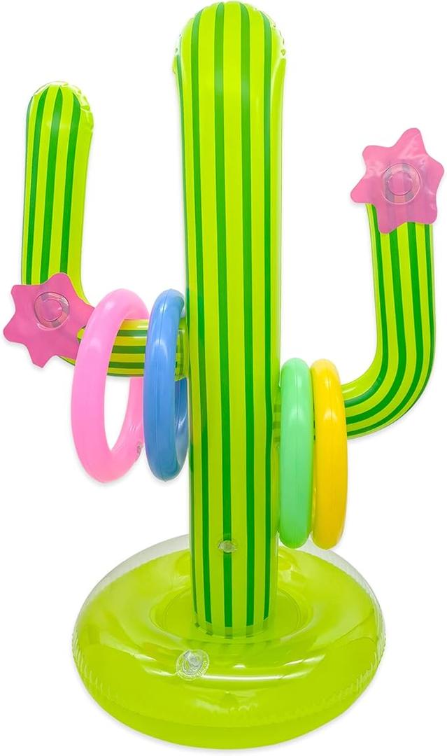 Inflatable Cactus Ring Toss Game - Hawaiian Pool Games Cactus for Summer Party Supplies Favors - Pool Beach Party Decoration Supplies