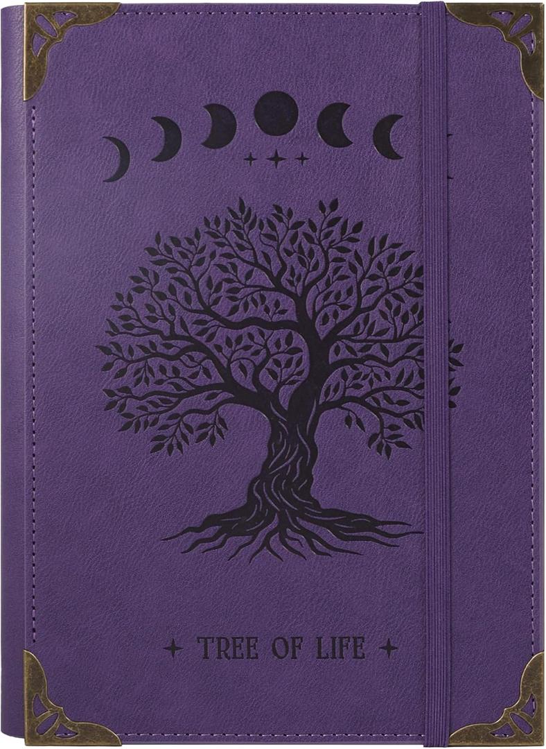 TIEFOSSI A5 Binder 6 Ring Notebook for Women Men, Hardcover PU Leather Journal, Vintage Tree Journals, College Ruled Notebook for School, Planner, Travel, Work, Organizer