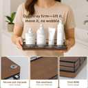 Toilet Paper Basket Organizer Oak Wood Toilet Tank Tray with Metal Frame, Bathroom Counter Top Storage for Toilet Paper, Wipes & Decor, Modern Narrow Back of Tank Shelf Organizer, Black & Brown