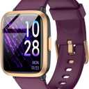Stiive Fitness Tracker, Smart Watch for Men Women, Activity Fitness Watch with Heart Rate Monitor, Pedometer, Sleep Monitor, 50 Meters Waterproof Step Tracker Compatible with iOS & Android Phones (Purple Gold)