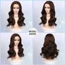 20inch Synthetic Lace Front Wig 13X4 Lace Pre-Plucked Wavy Dark Brown Wig for Women 180% Density Natural Hairline Glueless Heat Resistant Wig for Daily Wear and Styling