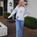 Angashion Womens Sweaters Flower Print - Crewneck Knitted Long Sleeve Sweaters Fall Winter Pullover Casual Top (L)