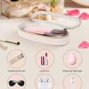 Soimeat Clear Travel Makeup Brush Holder, Leather Makeup Brush Toiletry Bag, Portable Cosmetic Brush Case, Transparent Waterproof Makeup Brush Storage Bag, White, Large