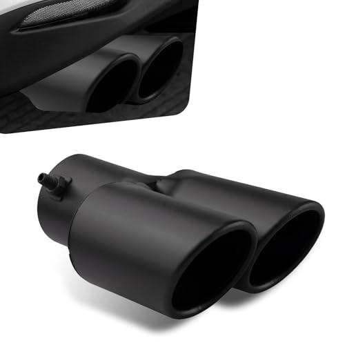 Hugwits Car Exhaust Tips, Stainless Steel Dual Outlet Straight Style Muffler Exhaust, 2.5" Dual Tail Pipe Muffler Tip, Universal for Most Cars (Matte Black)