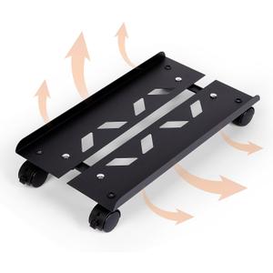 Mobile PC Stand, Adjustable Metal Computer Tower Stand, PC Floor Stand with 4 Locking Caster Wheels, PC Tower Stand, CPU Holder, PC Cart PC Riser Fits Most PC for Gaming Office Desk