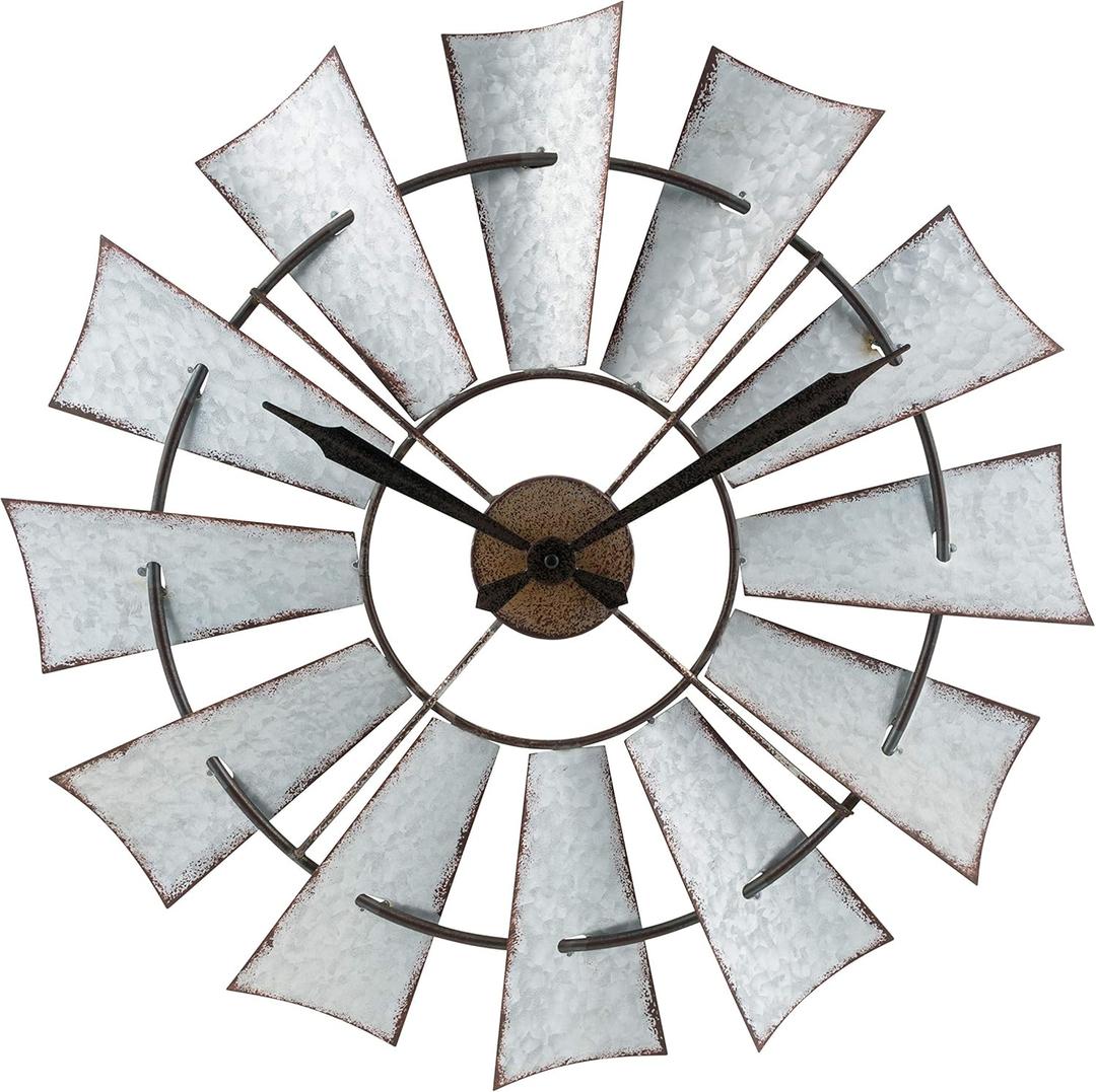 LaCrosse 404-3956 22" Metal Windmill Quartz Clock, Gray