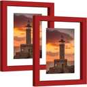 Eletecpro 8x10 Red Floating Picture Frames Set of 2, Real Double Glass Picture Frames for Wall Mount, Vertical or Horizontal Display Multi-Size Photos and Artworks up to 8 x 10 Inches, Home Decor
