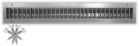 20" x 4" Galvanized Steel Spiral Duct Air Vent Grille Cover - Fully Adjustable Double Deflection HVAC Air Supply [Outer Dimensions: 22w X 6" h]