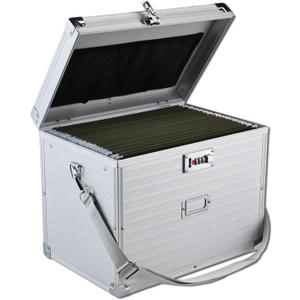 File Storage Cabinet File Organizer Document Organizer File Box in Office and Home with Combination Lock with 20 Letter Size Hanging Files (Stripe Silver)