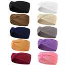 10PCS Headbands for Women Hair Cotton Headband Non-slip Stretchy Elastic Head Wrap Holder Hair (Wine Bed & Wood Yellow & Navy Blue & Dark Pink & Dark Purple & Curry & Dark Grey & Dark Curry & Black) (2.75*6.3in)