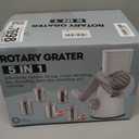 Cambom 5 in 1 Rotary Cheese Grater Hand Crank Cheese Shredder for Fresh Cheese, Vegetable, Nuts,Non-slip Suction Base, Five Blades, White