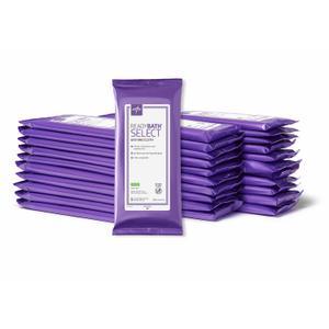 Medline ReadyBath Select Thick Adult Bath Wipes, 150 Wipes (5 Wipes, 30 Packs), Scented, No Rinse Formula with Aloe, Shower Wipes for Sensitive Skin & Alcohol-Free, 8 x 8 Inch