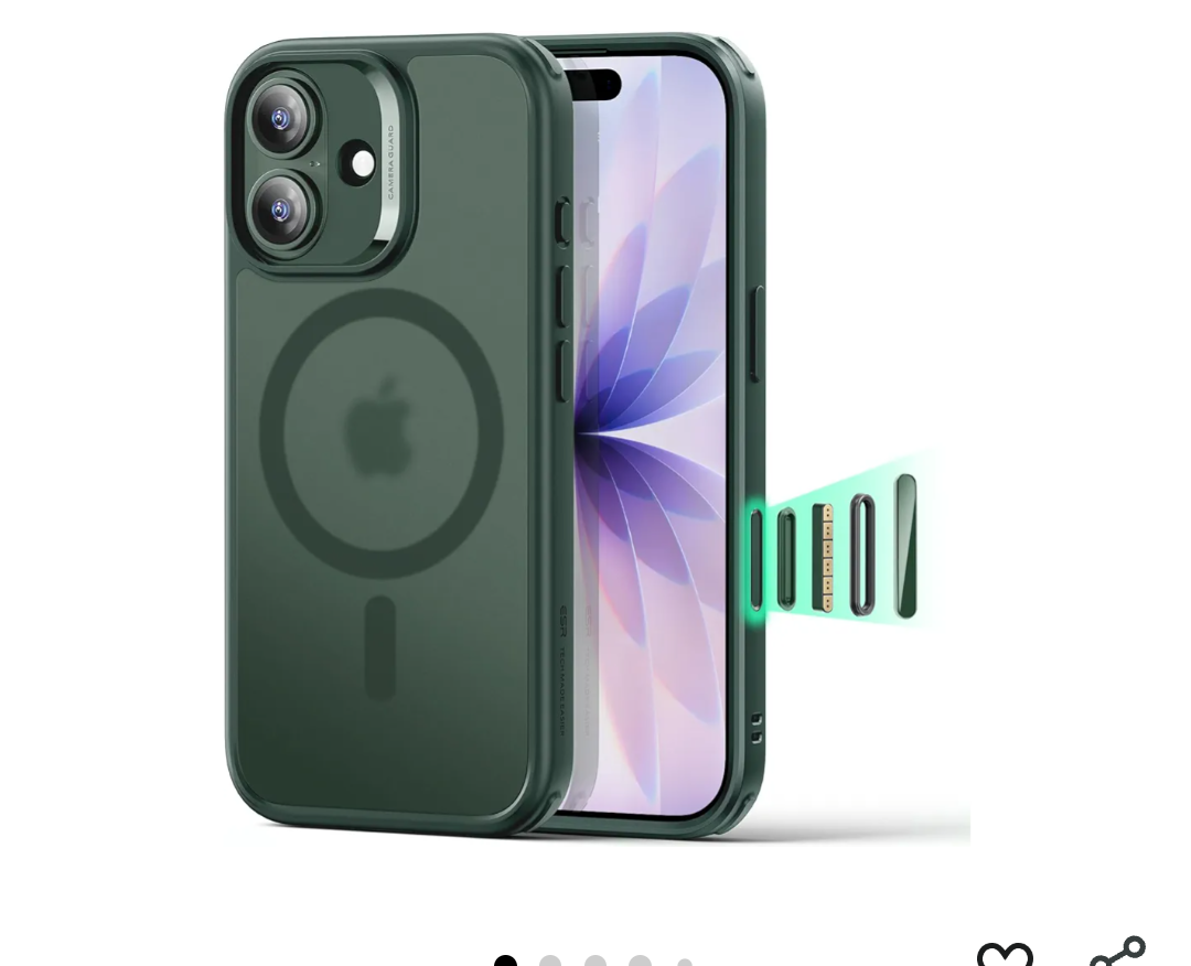 ESR for iPhone 17 Case, Camera Control, Compatible with MagSafe, Shockproof Military-Grade Protection, Magnetic Phone Case for iPhone 17, Classic Hybrid Case, Frosted Green
