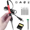 Soldering Kit, 60W Soldering Iron, 110V Welding Kit with Ceramic Heater, Portable Solder Irons with 5pcs Extra Tips, Stand, Solder Tube, Sponge, for Electronic Repair (9-in-1 Basic)