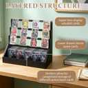 Trading Card Display Stand with Card Stoppers - 3 Tier 5 Row Wooden Step Shelf, Large Capacity Tabletop Display Storage Case for Graded Cards & Collectible Cards
