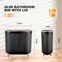 Supteron Bathroom Trash Can with Lid 3.1 Gallon Narrow Trash Can Small Plastic Trash Bin 12 Liter Rectangular Plastic Garbage Can with Press Type Lid for Bedroom Bathroom
