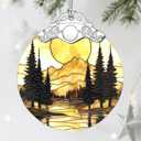 Stained Glass Ornament, Christmas Ornaments, Christmas Decorations for Tree, Holiday Ornament, Gifts for Nature Lovers, Holiday Party Gifts, Gift Ideas & Xmas Gift - Mountain Sunset