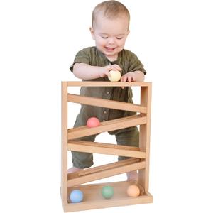 Montessori Ball Tracker Wooden Ball Drop - Wood Toys for 3 Year Old - Educational Toy for Baby and Toddler - Ramp Maze Run Track Toy - First Birthday Gift 18 Months