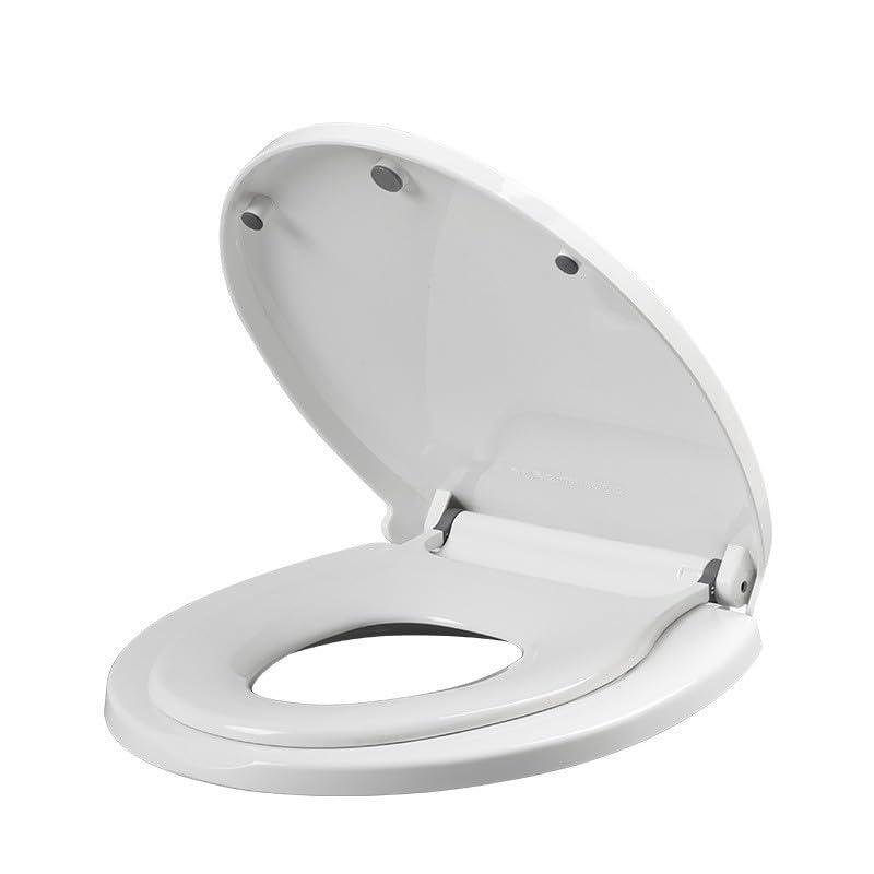 PandaEar Toilet Seat with Build-In Toddler Potty Training Seat, Round Toilet Seat with Splash Guard for Toddler Training, Easy to Install & Slow Close
