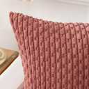 Kevin Textile Throw Pillow Covers Soft Corduroy Decorative Set of 2 Valentines Day Boho Striped Pillow Covers Pillowcases Farmhouse Home Decor for Couch Bed Sofa Living Room 16x16 Inch Blush Pink