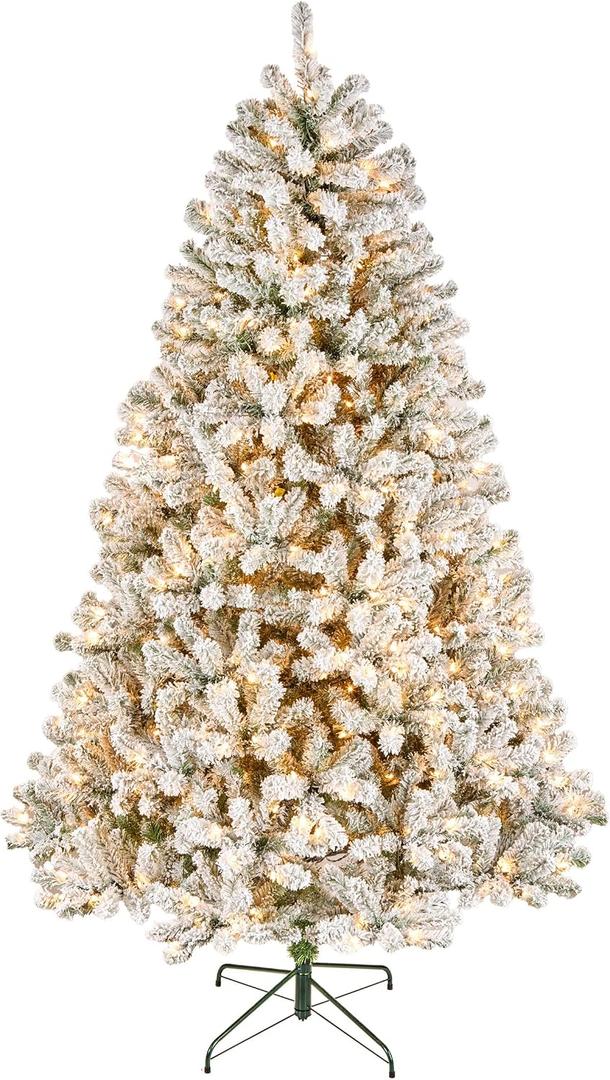 National Tree Company 7.5ft Pre-Lit Flocked Acacia Christmas Tree