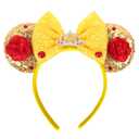 Mouse Ears Headbands Women Mice Ears Headhand Bows Shiny Glitter Birthday Party Themed Events (Gold 1)