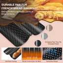 uxcell 2Pcs Perforated French Bread Baking Pan, 15" x 6.3" Toast Molds Tray, 2 Wave Loaves Baking Tray for Baking Loaf Bread (Black)