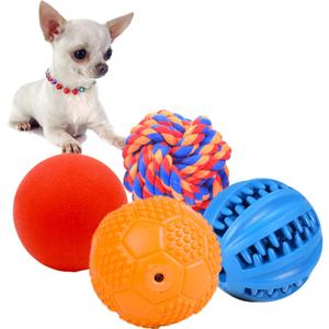 Puppy Balls - Pack with Different Functions & Teething Toys for Small Dogs, Squeaky Dog Balls, Rubber Chew Toys for Enrichment