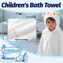 Hooded Baby Towel- Large Baby Towel with Hood31.5 x 31.5 Inch, Natural toddler towels,Ultra Soft and Absorbent Coral Velvet Coral Fleece Bath Towel for Infants, Newborns, Toddlers, Unisex (white)
