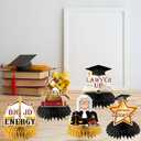 Law School Graduation Decorations 2026, 12Pcs Black Gold Honeycomb Centerpieces for Lawyer Grad Party Supplies, Law School Graduation Class of 2026