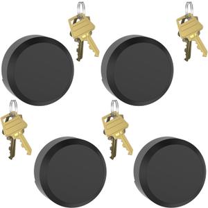 4 Pack 2.9 Inch(73mm) Hidden Shackle Padlocks Keyed Heavy Duty Reinforced Surface Puck Lock,Chrome Trailer Puck Padlocks for Enclosed Trailers,Shipping Containers,Storage Units (Matte Black)