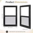 Vinyl Single Hung Sliding Window, 24" x 36" Black | Household Window with Double-Pane Insulated Tempered Glass, White Energy-Efficient Soundproof Window for House, Mobile Home