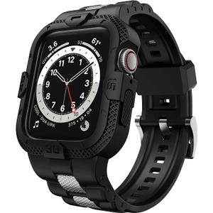 GELISHI Bands Compatible for Apple Watch Band 41mm 40mm 38mm, Men Sport Rugged Band with Protective Case for Watch Series 9 8 7/Series 6 SE 5 4 3 (Black)