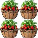 AMAGABELI GARDEN & HOME 4 Pack 12 Inch Metal Plant Hanging Baskets Planter Flower Pots Outdoor Indoor Wire Hanging Basket for Vegetable with Coco Fiber Liners for Garden Home Porch Decor