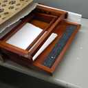 Adjustable Dog Ramp for Bed - Foldable Wooden Ramp for Dogs to Get on Bed, Couch, or Car with 16.5" Wide Walking Space (Walnut Wood with Gray Carpet, Large)