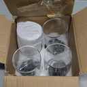 TIPGO Glass Qtip Holder Dispenser - 10 oz Clear Canister Apothecary Jar, Bathroom Vanity Storage Organizer Set for Cotton Swabs, Pads, Floss Picks, Small Containers for Makeup Storage (4 Pack, Black)