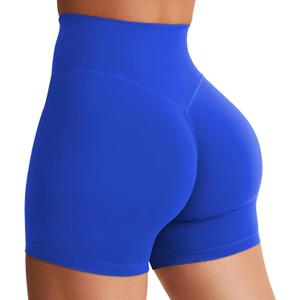 YEOREO SoftHue Women's Biker Shorts 3.6" /4.5" / 6" Workout Gym Shorts High Waist Tummy Control Hidden Scrunch Running Yoga (Blue, S)