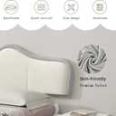 Queen Headboard, Upholstered Headboards Bed Head Board Modern Wave Shaped Velvet Wall Mount Bed Headboard for Stylish Bedroom Decor(Queen, Beige + Light Blue)